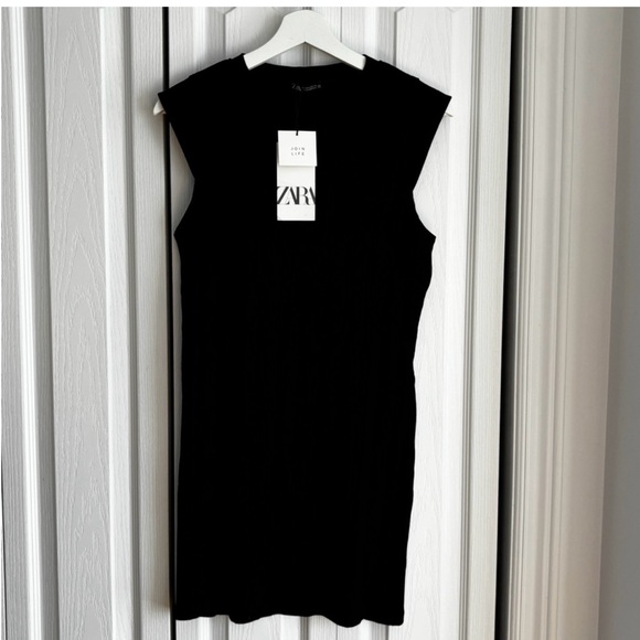 Zara Black Ribbed Mini Dress - Picture 4 of 5